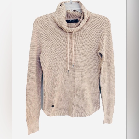 Lauren Ralph Lauren Sweaters - Lauren Ralph Lauren Tan Waffle Knit Cowl Neck Sweater Tan Small